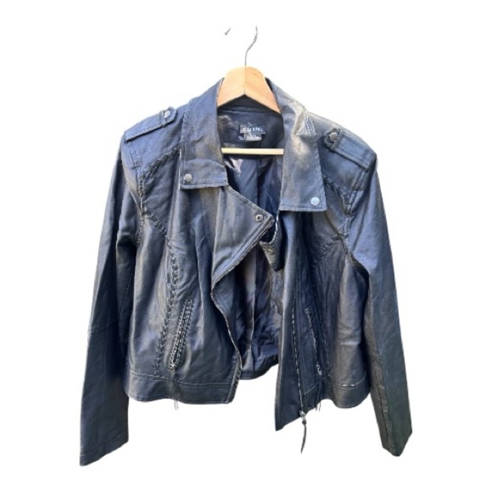 NWOT City Chic Black Leather Jacket XS 14
